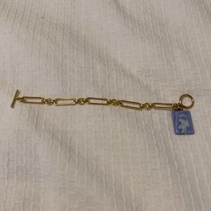 Anthropologie Blue Stone Gold Bracelet